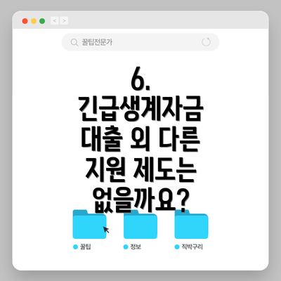 6.  긴급생계자금 대출 외 다른 지원 제도는 없을까요?