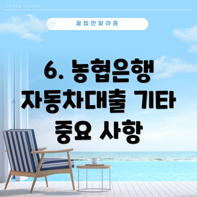 6. 농협은행 자동차대출 기타 중요 사항