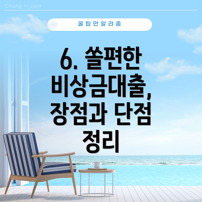 6. 쏠편한 비상금대출, 장점과 단점 정리