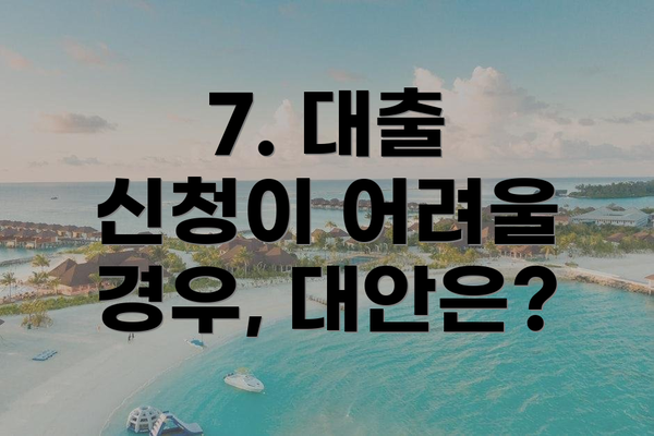 7. 대출 신청이 어려울 경우, 대안은?