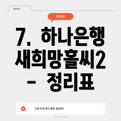 7.  하나은행 새희망홀씨2  -  정리표