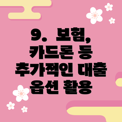 9.  보험, 카드론 등 추가적인 대출 옵션 활용
