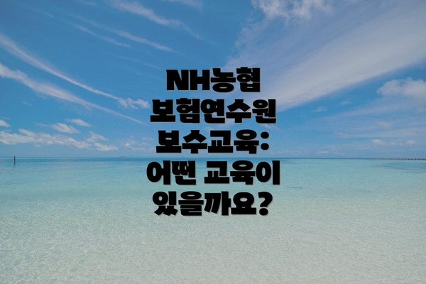 NH농협 보험연수원 보수교육:  어떤 교육이 있을까요?