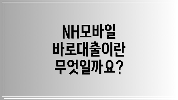 NH모바일 바로대출이란 무엇일까요?