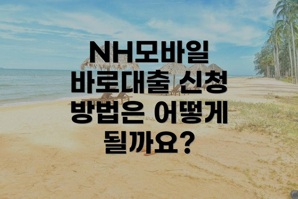 NH모바일 바로대출 신청 방법은 어떻게 될까요?