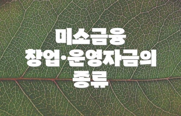 미소금융 창업·운영자금의 종류