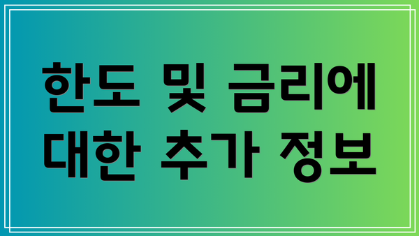 한도 및 금리에 대한 추가 정보