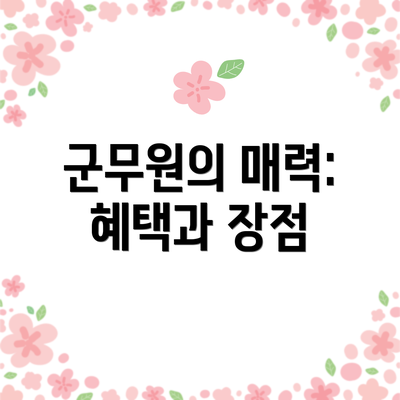 군무원의 매력: 혜택과 장점