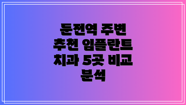 둔전역 주변 추천 임플란트 치과 5곳 비교 분석