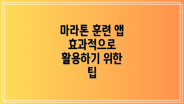 마라톤 훈련 앱 효과적으로 활용하기 위한 팁