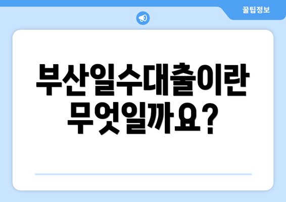 부산일수대출이란 무엇일까요?
