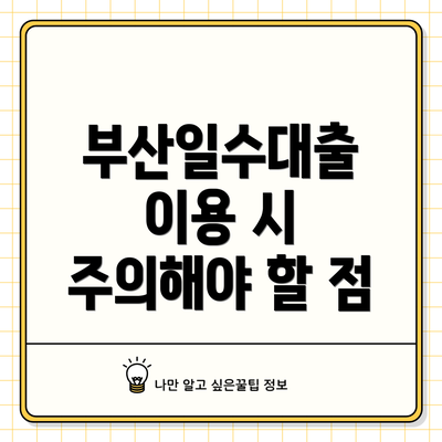 부산일수대출 이용 시 주의해야 할 점