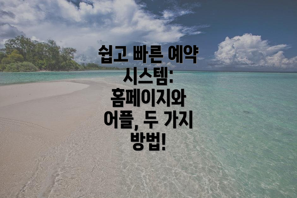 쉽고 빠른 예약 시스템: 홈페이지와 어플, 두 가지 방법!