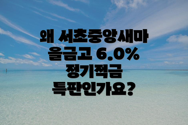 왜 서초중앙새마을금고 6.0% 정기적금 특판인가요?