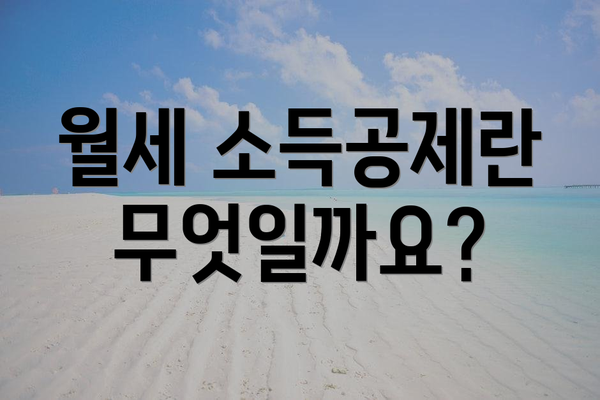 월세 소득공제란 무엇일까요?