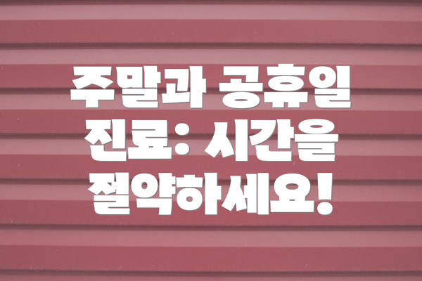 주말과 공휴일 진료: 시간을 절약하세요!
