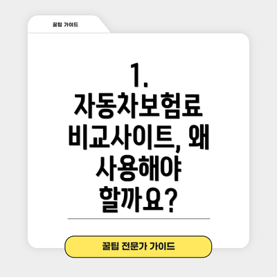 1. 자동차보험료 비교사이트, 왜 사용해야 할까요?