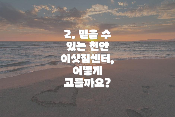 2. 믿을 수 있는 천안 이삿짐센터, 어떻게 고를까요?