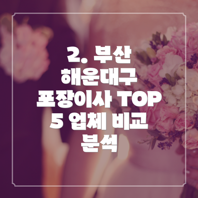 2. 부산 해운대구 포장이사 TOP 5 업체 비교 분석