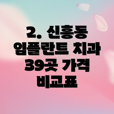 2. 신흥동 임플란트 치과 39곳 가격 비교표