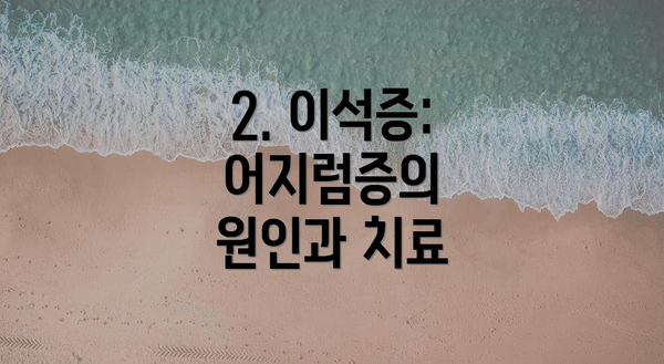 2. 이석증: 어지럼증의 원인과 치료