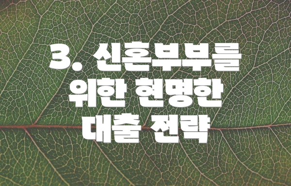 3. 신혼부부를 위한 현명한 대출 전략