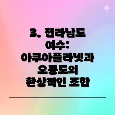 3. 전라남도 여수: 아쿠아플라넷과 오동도의 환상적인 조합