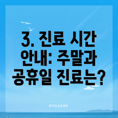 3. 진료 시간 안내: 주말과 공휴일 진료는?
