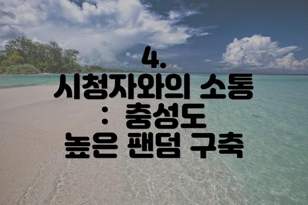 4.  시청자와의 소통 :  충성도 높은 팬덤 구축