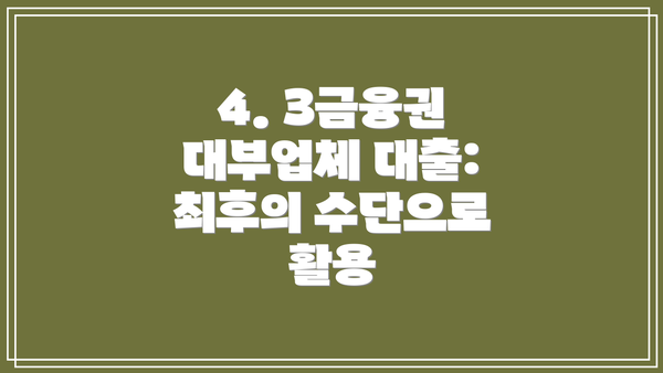 4. 3금융권 대부업체 대출: 최후의 수단으로 활용