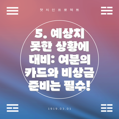 5. 예상치 못한 상황에 대비: 여분의 카드와 비상금 준비는 필수!