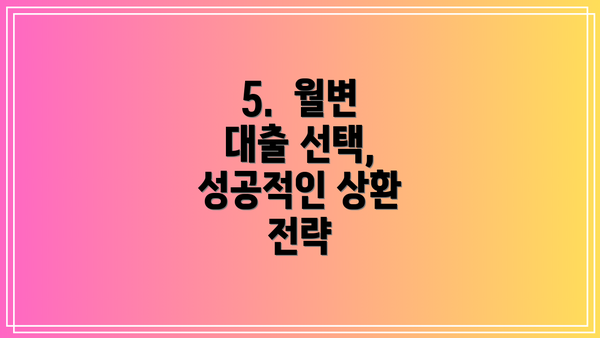 5.  월변 대출 선택, 성공적인 상환 전략