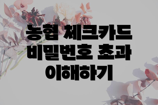 농협 체크카드 비밀번호 초과 이해하기