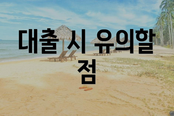 대출 시 유의할 점