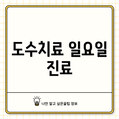 도수치료 일요일 진료