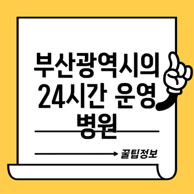 부산광역시의 24시간 운영 병원