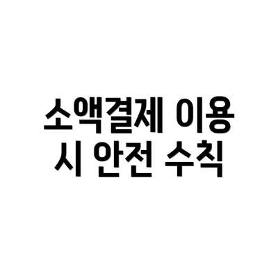 소액결제 이용 시 안전 수칙