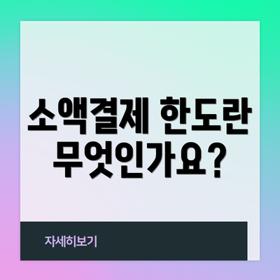 소액결제 한도란 무엇인가요?