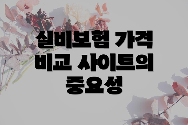 실비보험 가격 비교 사이트의 중요성
