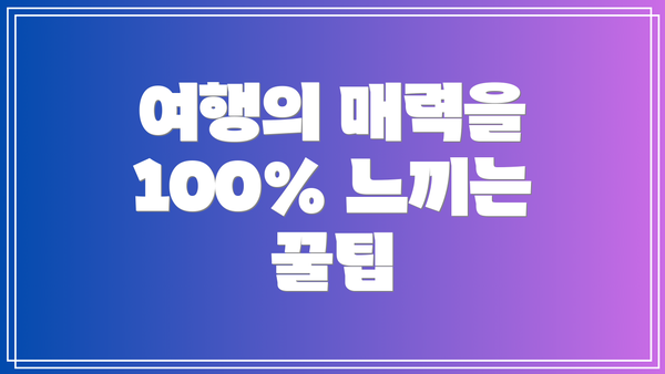 여행의 매력을 100% 느끼는 꿀팁