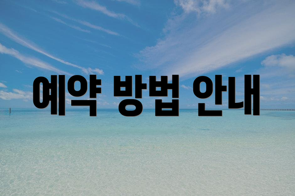 예약 방법 안내