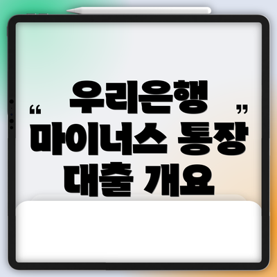 우리은행 마이너스 통장 대출 개요