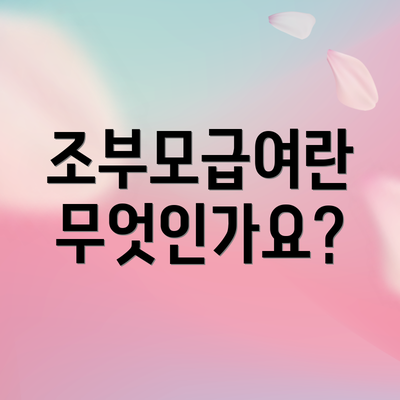 조부모급여란 무엇인가요?