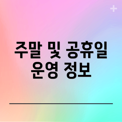 주말 및 공휴일 운영 정보