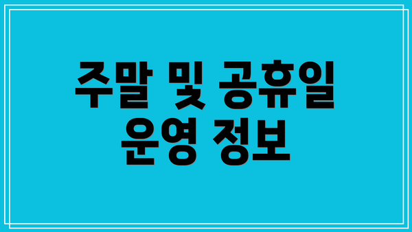 주말 및 공휴일 운영 정보